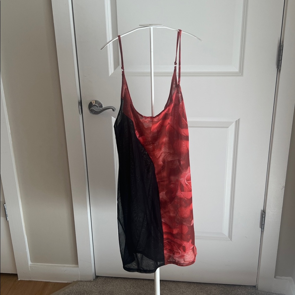 Meshki Red and Black Sheer Dress